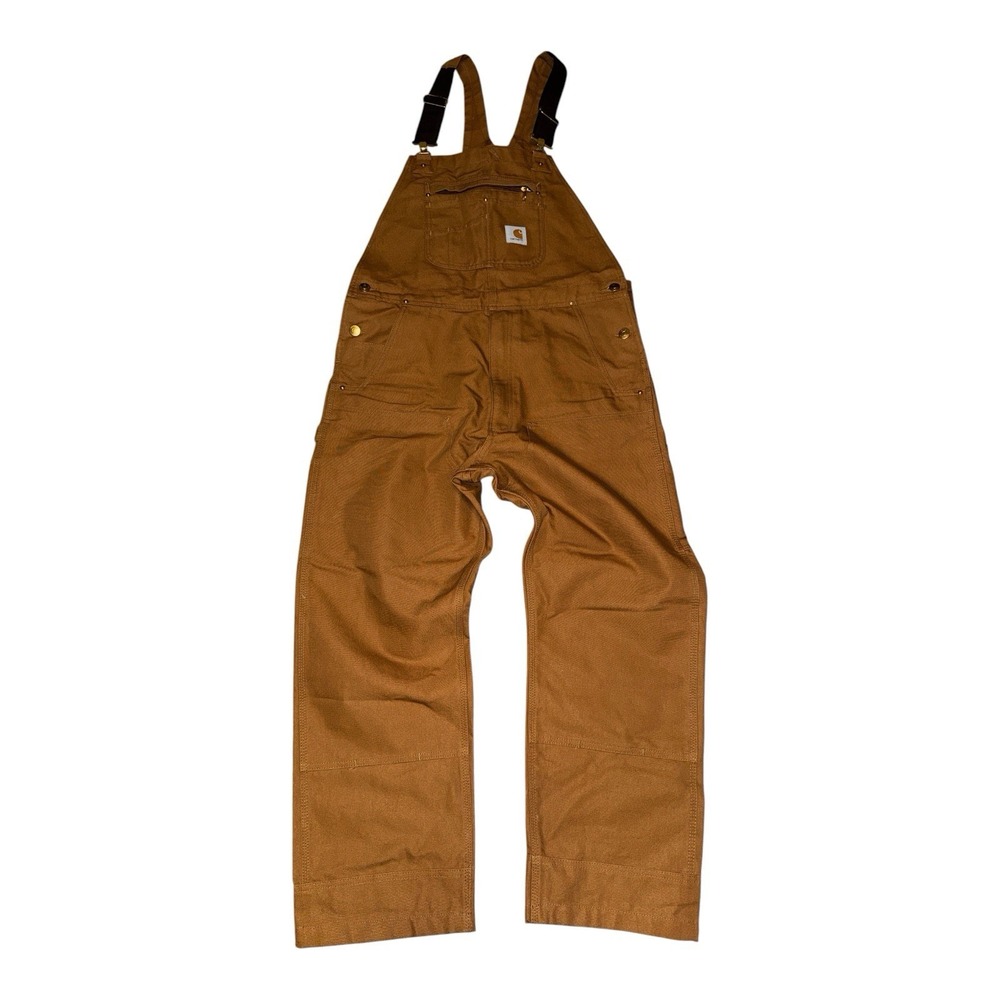 Carhartt R01-M Relaxed Fit Duck Bib Overalls Brown Workwear 36x30 Construction